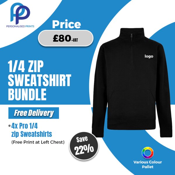 1/4 Zip sweatshirt Bundle with Left Chest Embroidered or Printed Logo  Thumbnail