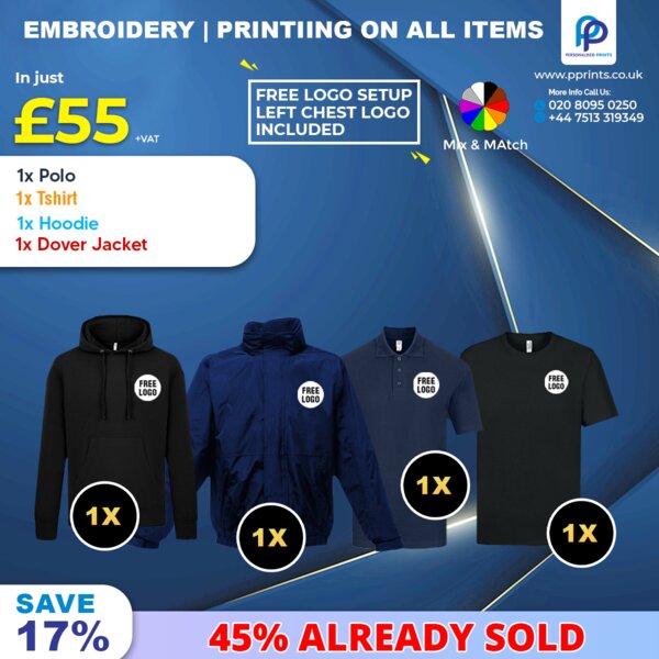 Budget Winter Style Essentials Ensemble with Free Left Chest Logo, Embroidered & Printed Thumbnail